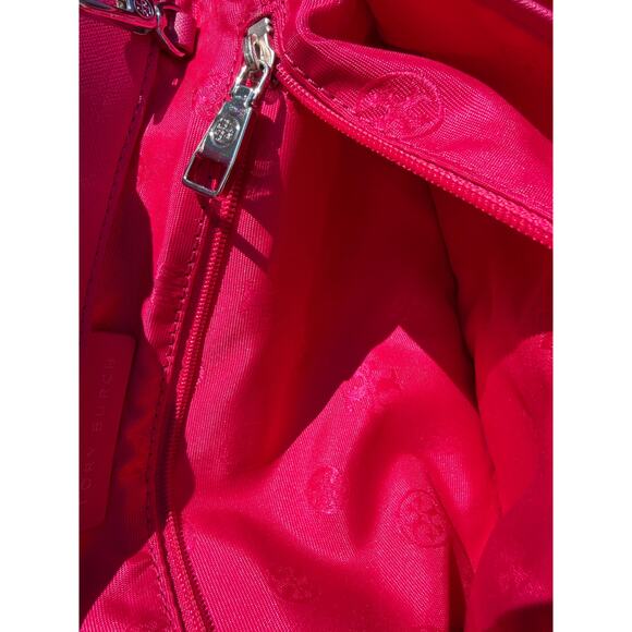 Tory Burch Pink Saffiano Leather Tote Bag Classic Shoulder Carry - Picture 13 of 13